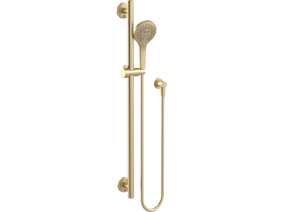 Mizu Drift 900mm Independent Straight Handshower Grab Rail Kit 3 function Brushed Brass (5 Star)