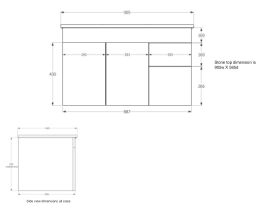 Espire Plus Single Bowl Wall Hung Vanity Unit (Engineered Stone) 2 Door and 2 Drawer (Overheight) 910mm