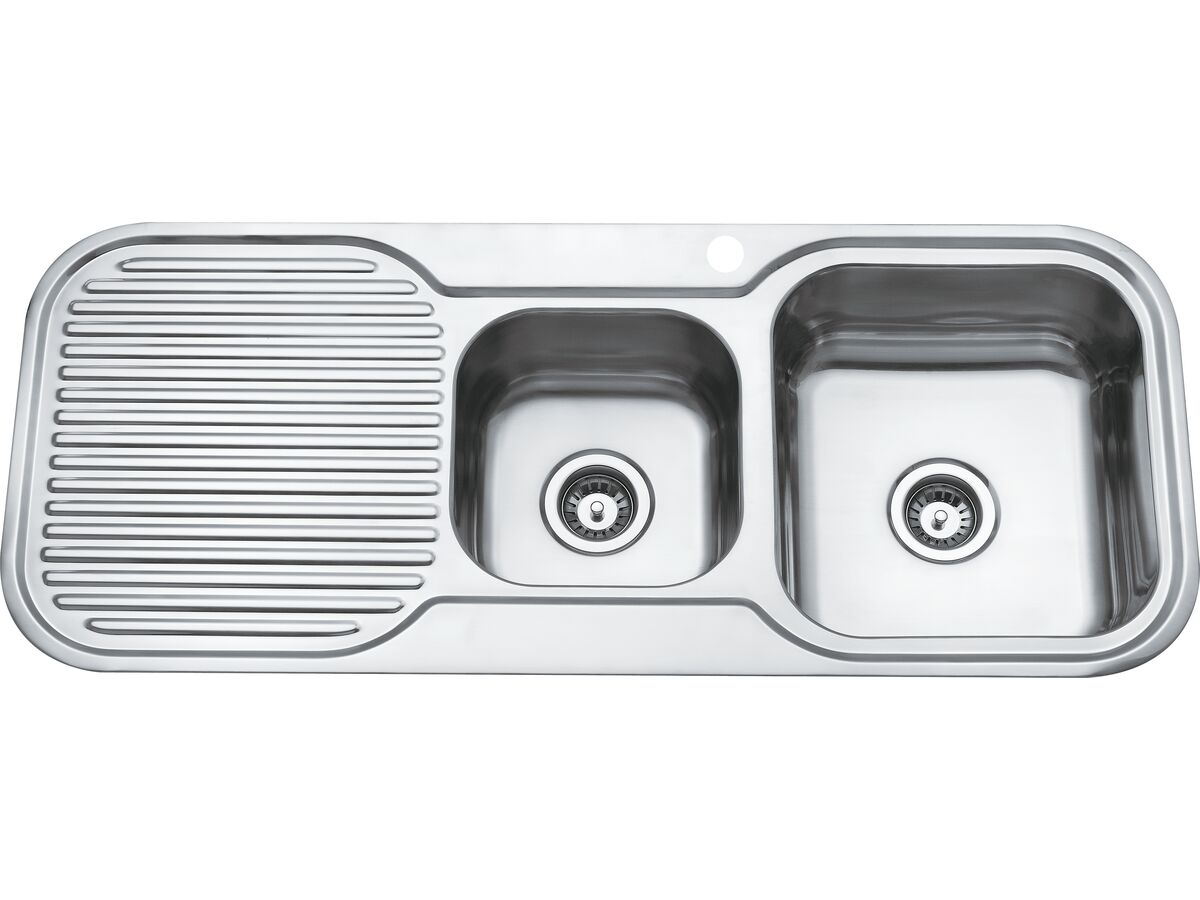 Base MK3 1 & 3/4 Bowl Sink 1 Taphole Right Hand Bowl 1200mm Stainless Steel from Reece