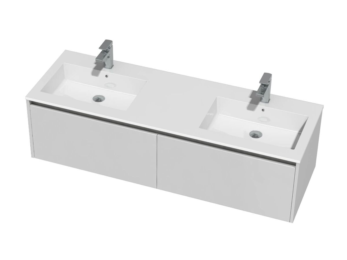 St Michel Kayla Wall Hung Vanity Unit 1500 Integrated Double Bowl 2