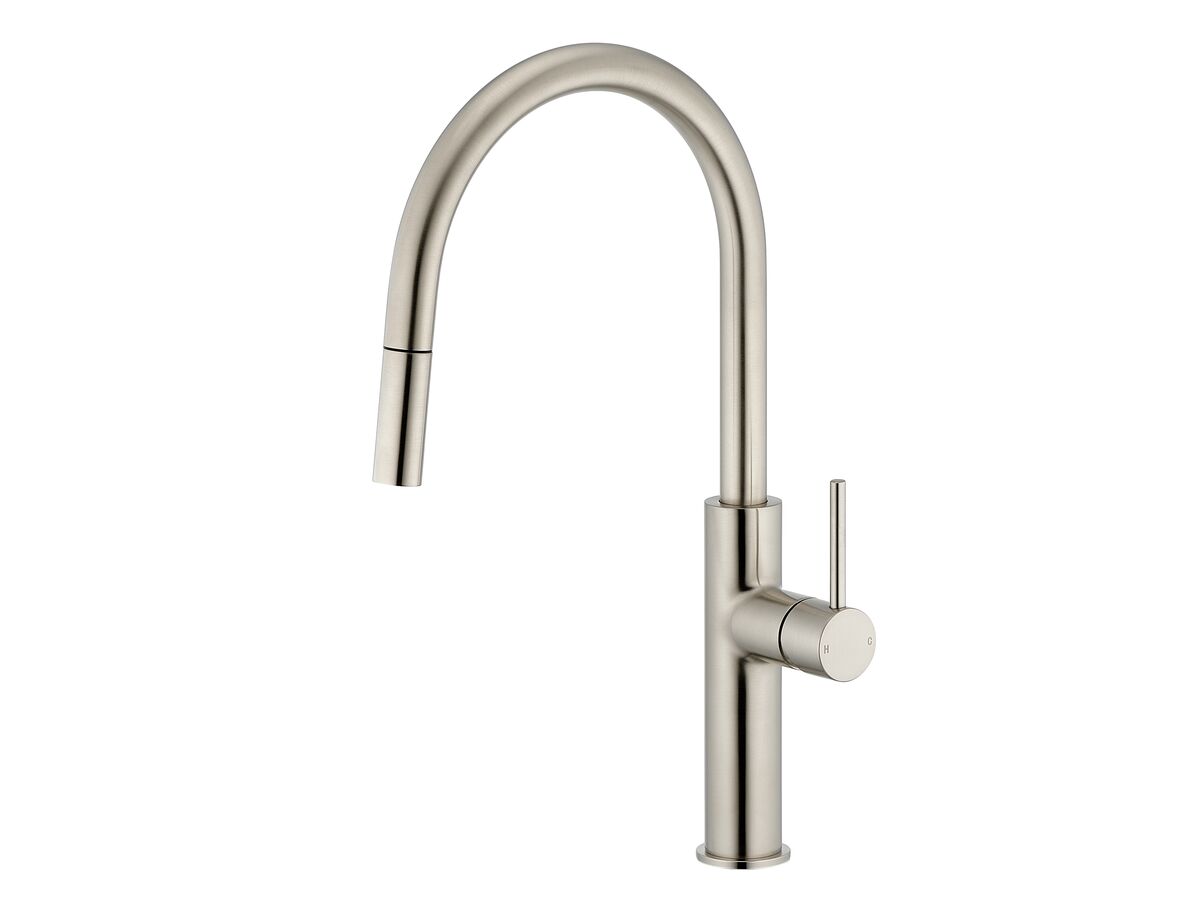 Mizu Drift Pull Out Gooseneck Sink Mixer Curve 2 Function Brushed Nickel (5 Star)