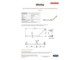 Specification Sheet - Mizu Drift Assisted Living Angled Grab Rail Left 260mm x 346mm 135 Degree Brushed Nickel