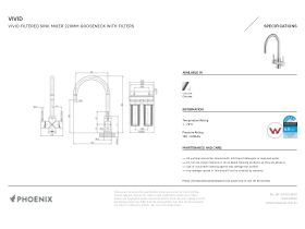 Specification Sheet - Phoenix Vivid Filtered Sink Mixer Tap with Filter Chrome