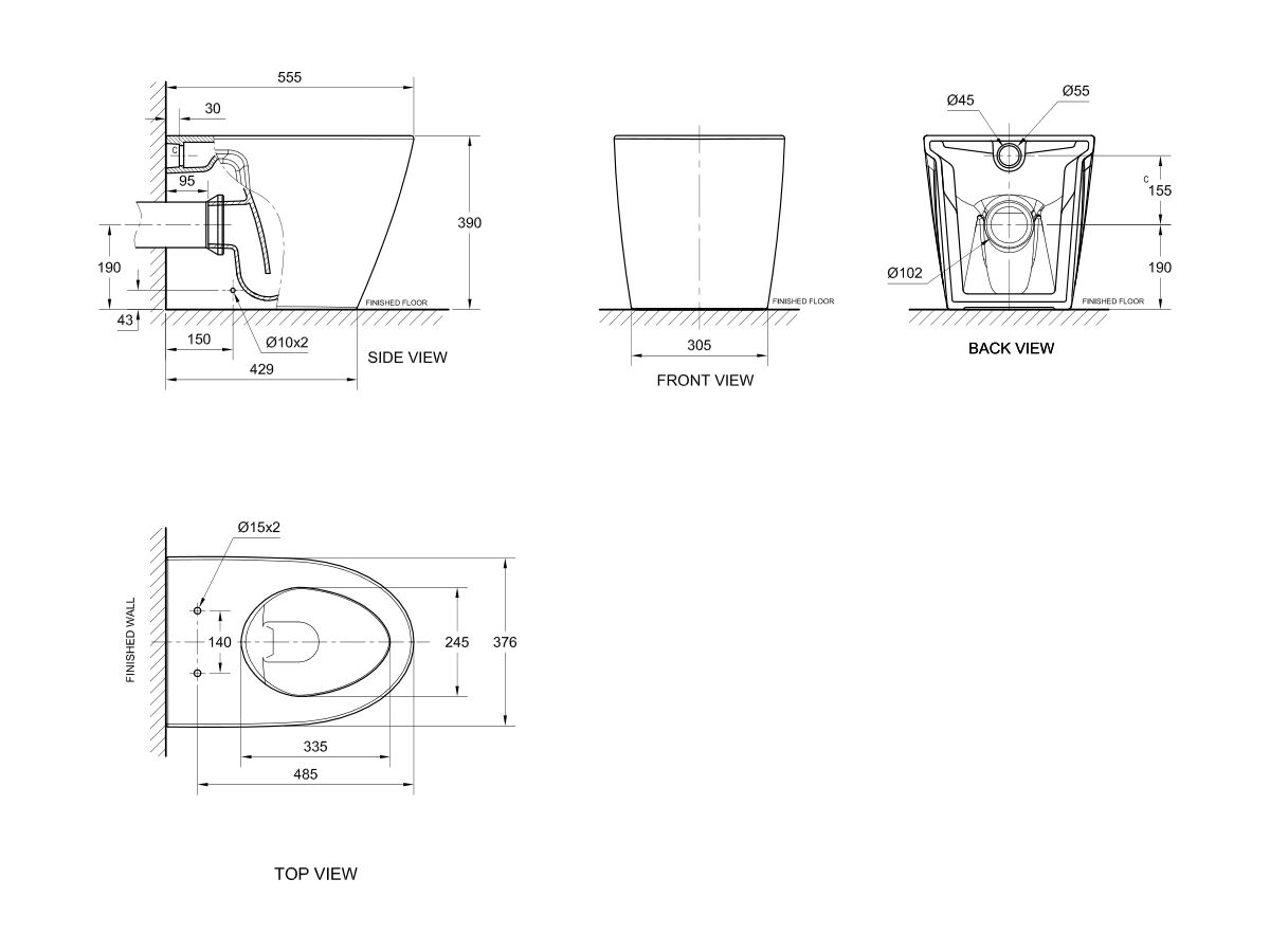 American Standard Acacia E Back to Wall Pan with Soft Close Quick Release Seat White (4 Star)