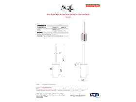 Specification Sheet - Mizu Bliss Wall Mount Toilet Brush Set Chrome Metal