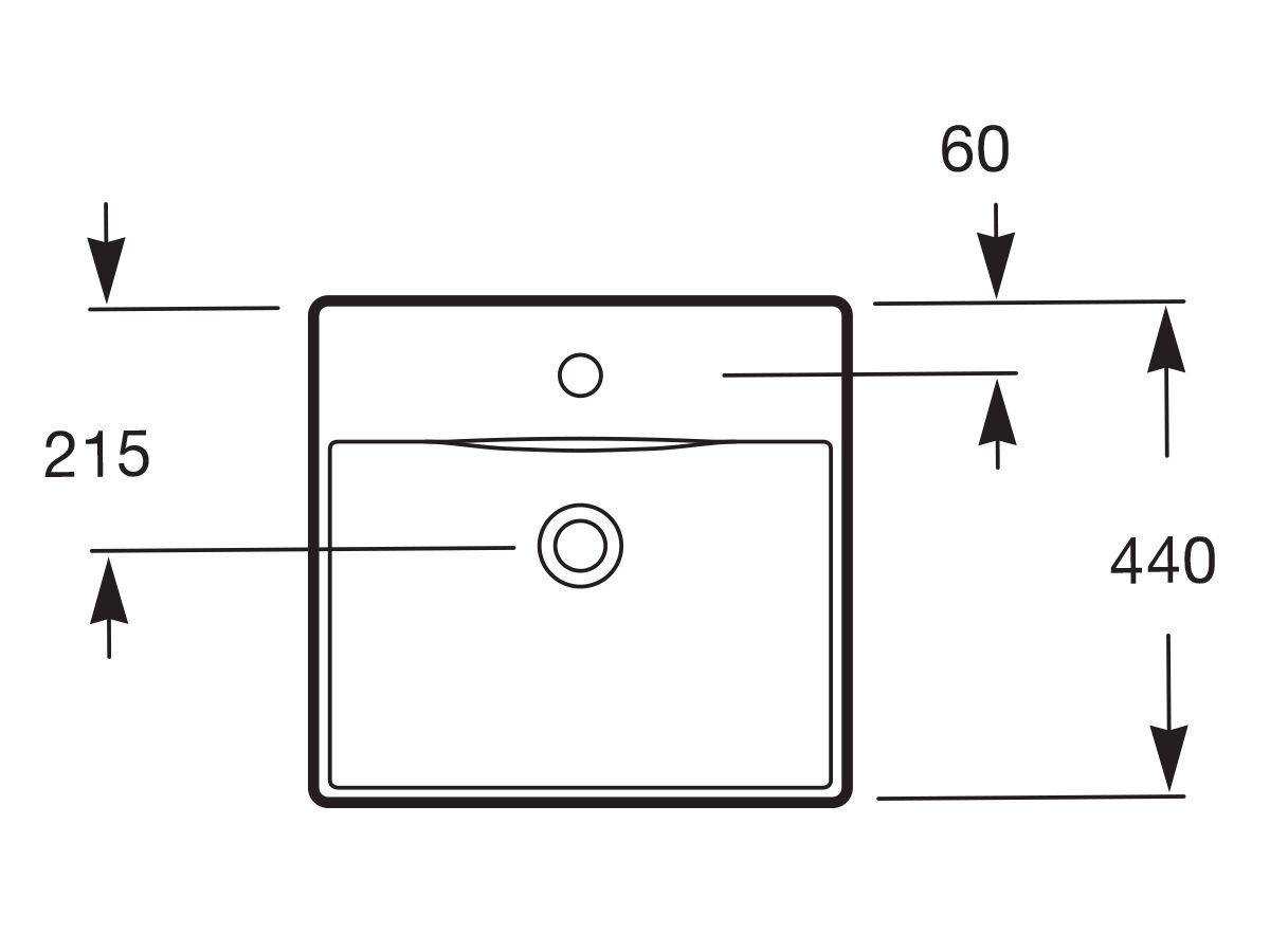 Diverta 470mm Wall/ Above Counter Basin 1 Taphole with Fixing Kit White