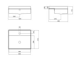 Alape Step Semi Inset Basin 1 Taphole 500mm White