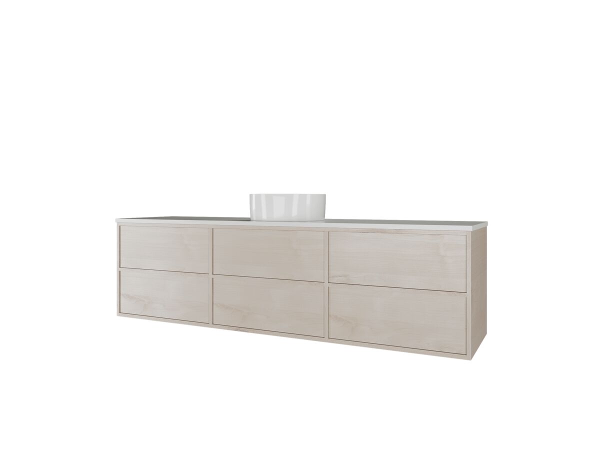 Kado Aspect Wall Hung Vanity Unit 1800mm Single Bowl 6 Drawer Corian 20mm Top
