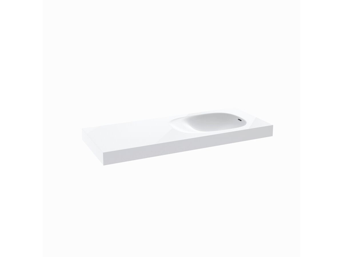 Kado Lussi 1200mm Right Hand Basin with Overflow No Taphole Matte White Solid Surface
