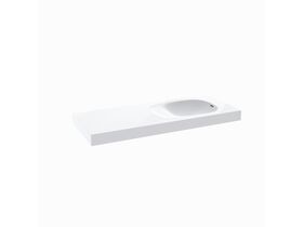 Kado Lussi 1200mm Right Hand Basin with Overflow No Taphole Matte White Solid Surface