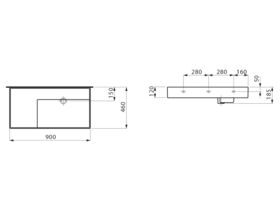 Kartell Washbasin Left Hand Shelf 900 x 460mm No Taphole White