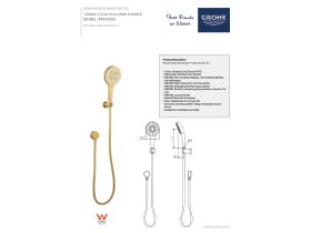 Technical Guide - GROHE Rainshower SmartActive Round Handshower with Elbow Brushed Cool Sunrise (3 Star)