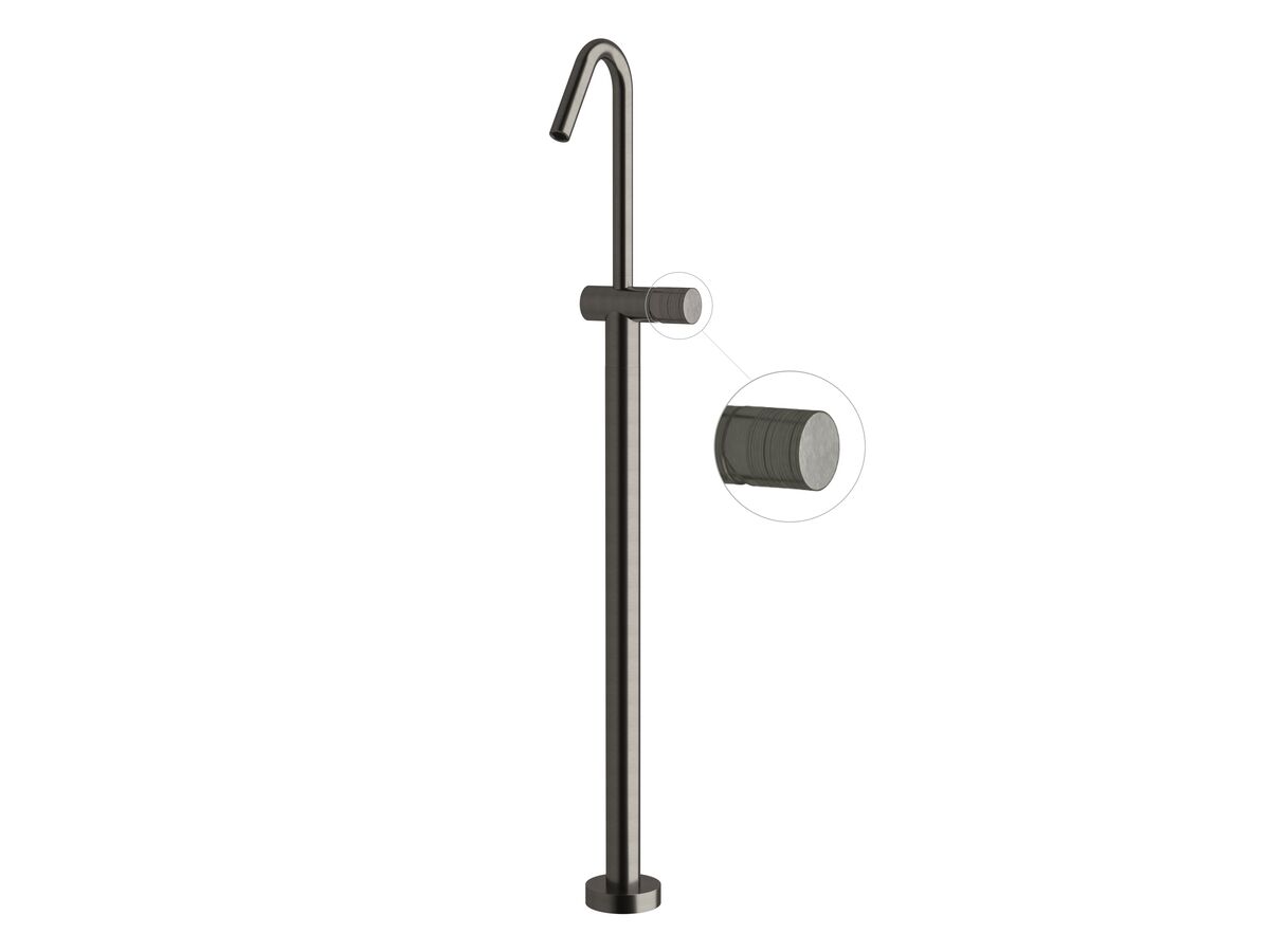 Milli Pure Floor Mounted Bath Mixer Tap with Cirque Textured Handle Trimset Brushed Gunmetal