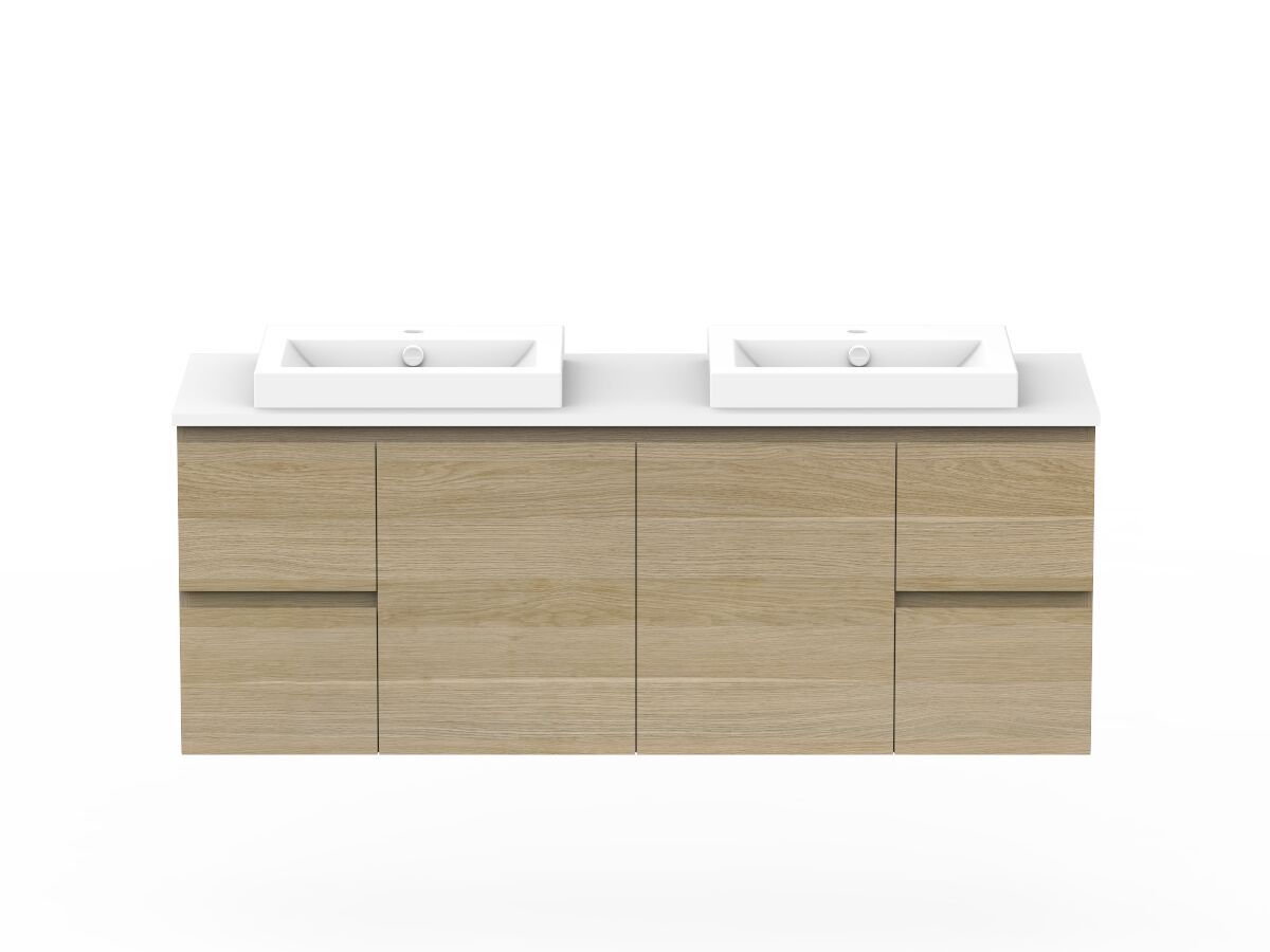 Posh Domaine Plus 1500mm Wall Hung Vanity Unit Conventional Double Bowl