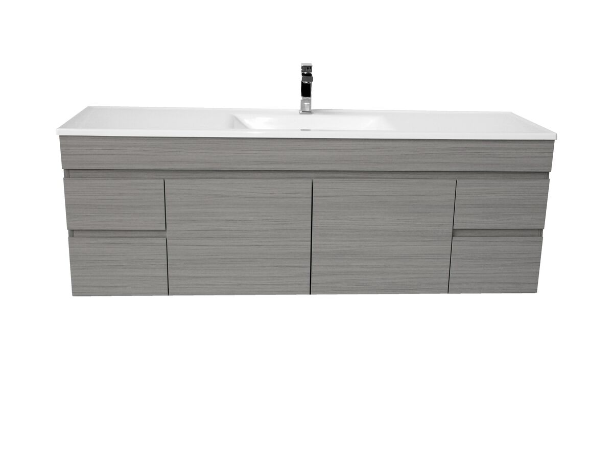 Espire Wall Hung Single Bowl Vanity Unit (Wave) 2 Door and 4 Drawer 1500mm