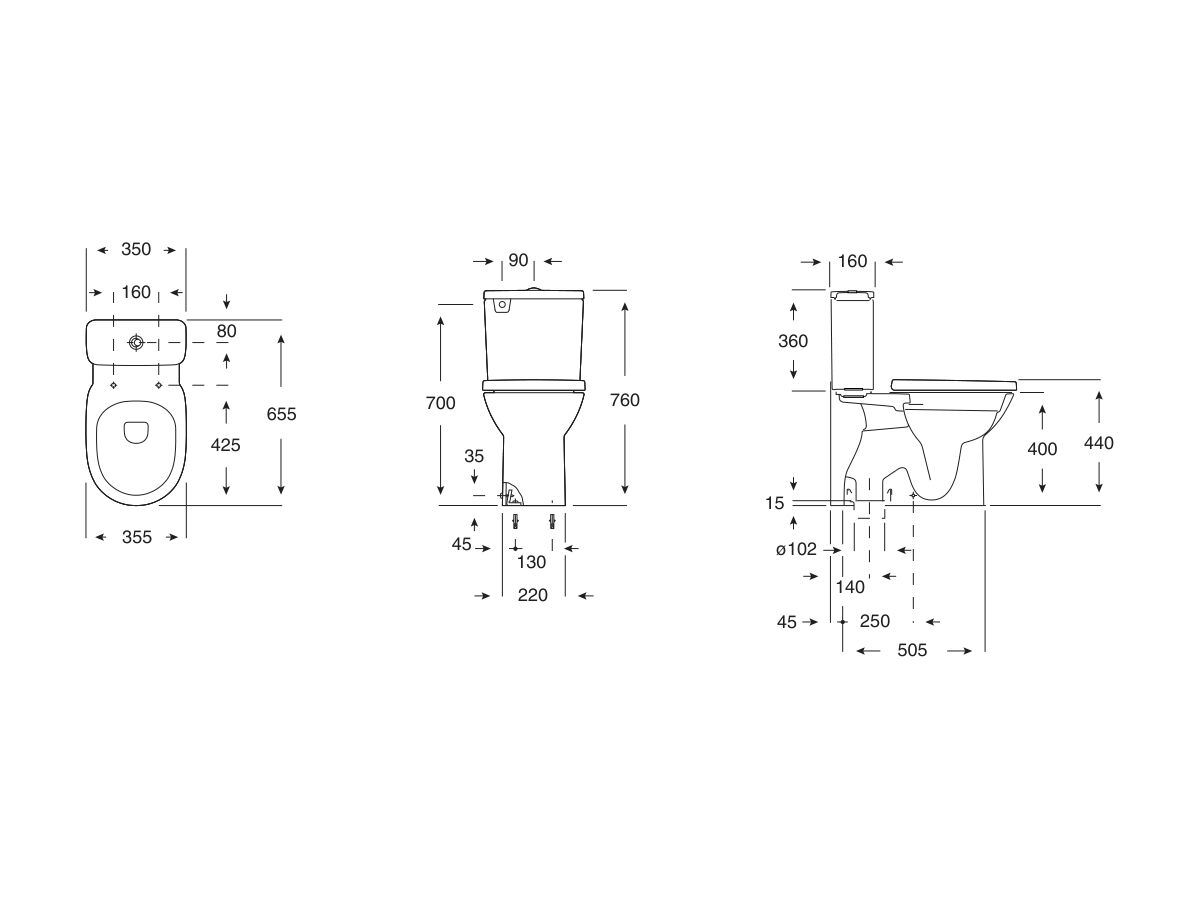 Roca Debba Rimless Close Coupled S Trap Back Inlet Toilet Suite (4 Star