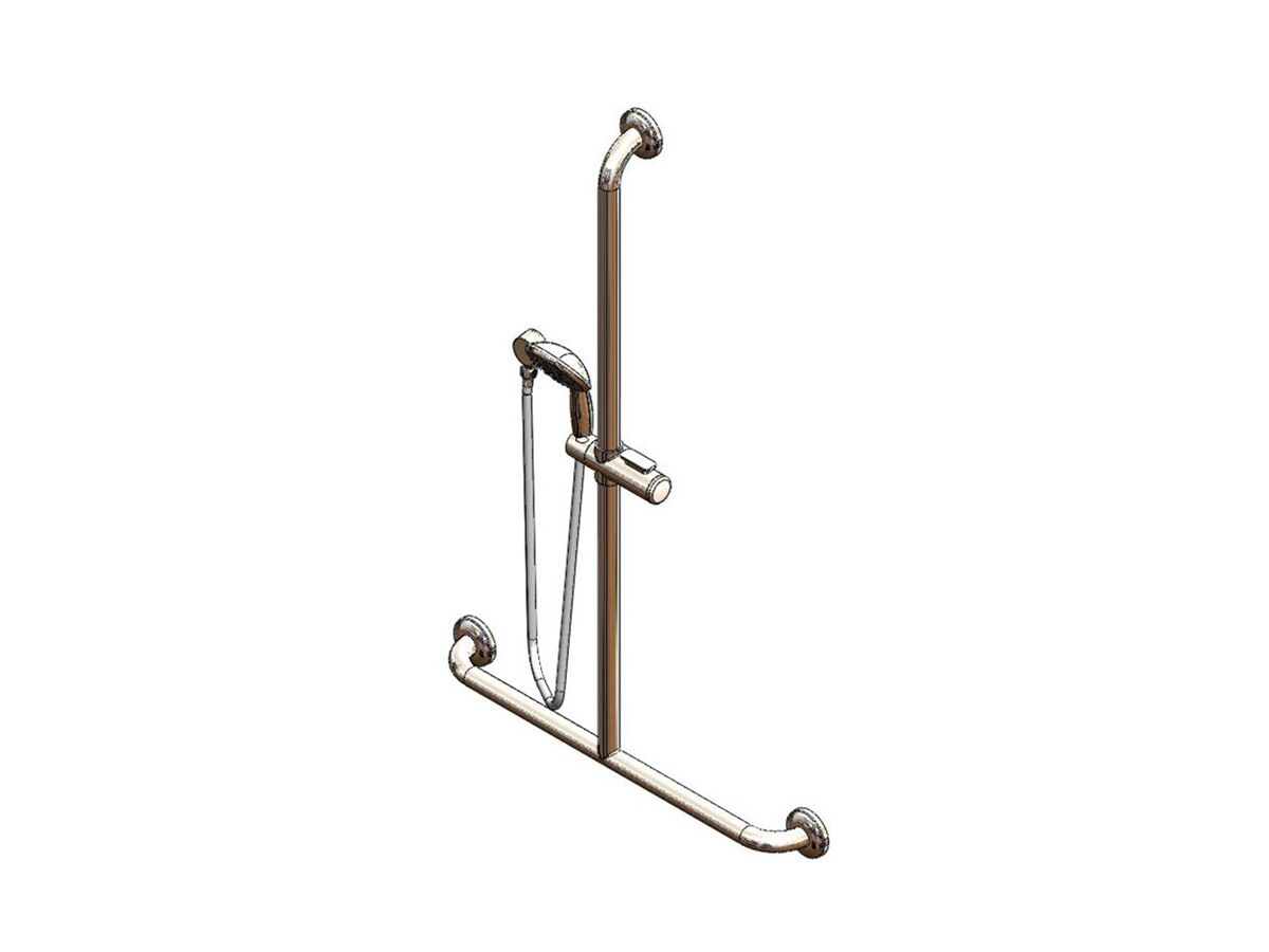 Enware Inverted T Handshower on Rail Stainless Steel