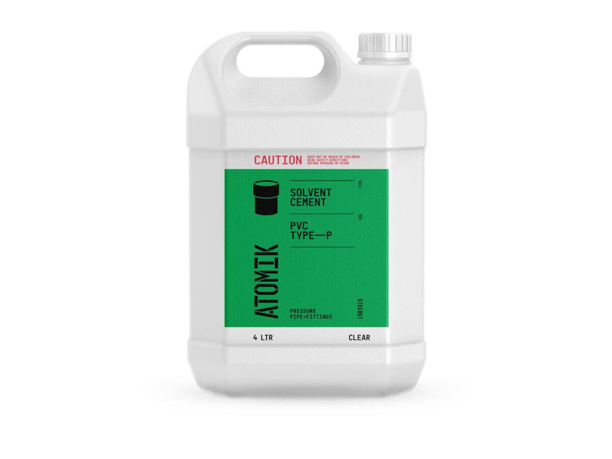 Atomik Solvent Cement PVC Pressure Clear 4Ltr from Reece