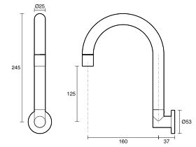 Technical Drawing - Posh Solus Wall Sink Outlet
