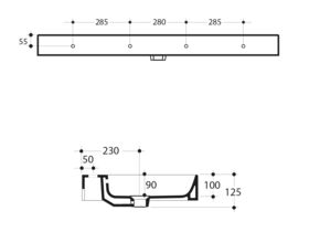 AXA Cento Wall Basin with Fixing 1 Taphole 1200mm White