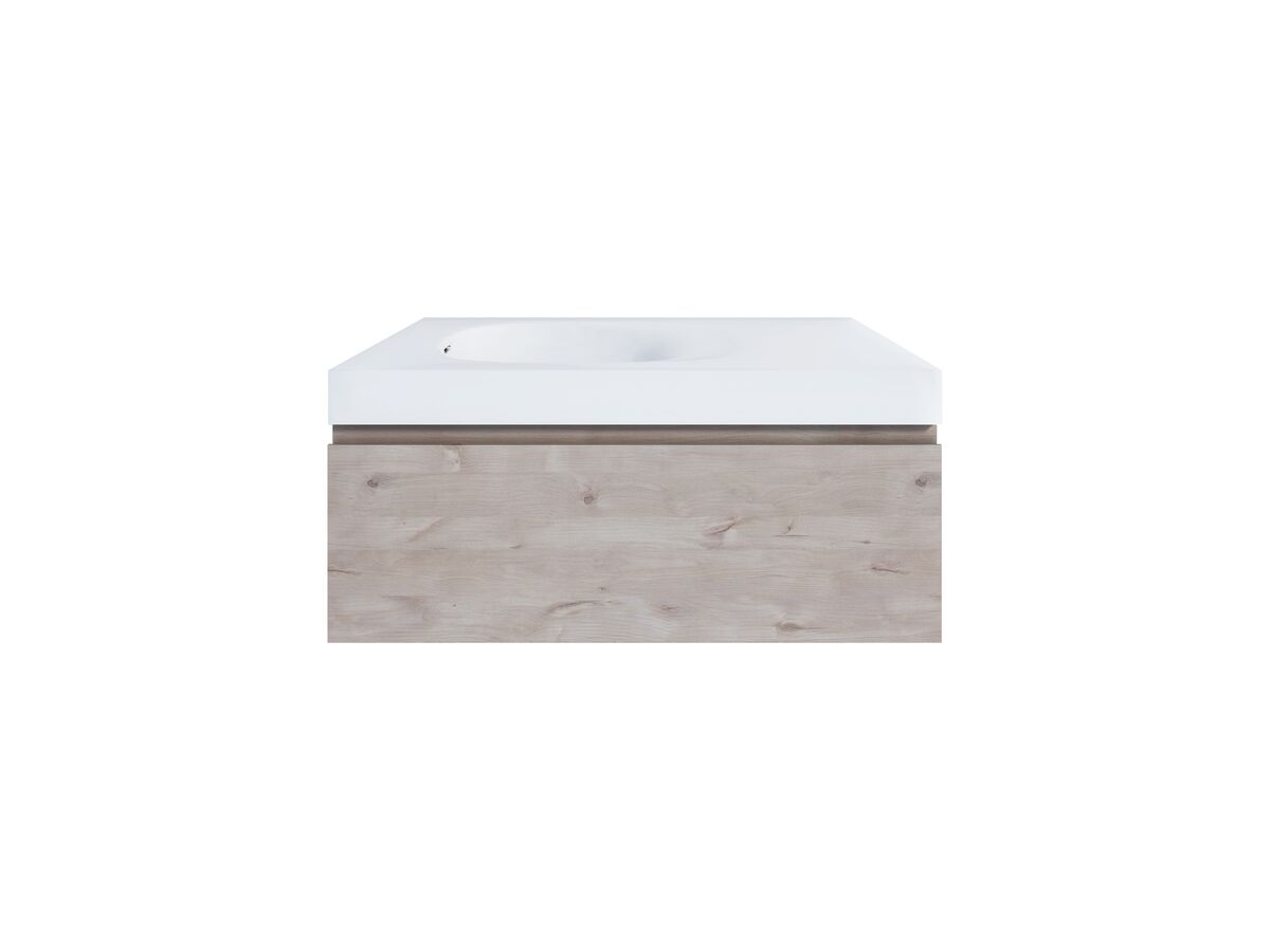 Kado Lussi 900mm Wall Hung Vanity Unit with One Soft Close Drawer Timber Finish