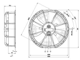 Technical Drawing - EBM Fan 230mm W1G230EB9122-CT2