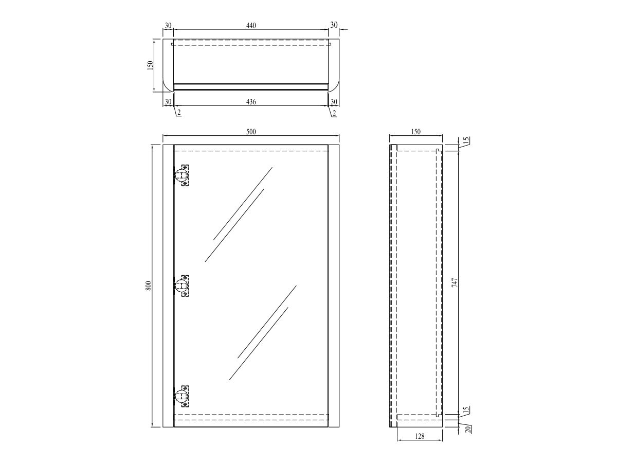 Posh Solus Mirror 1 Door 500mm White from Reece
