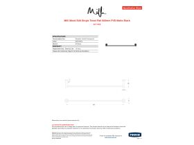 Specification Sheet - Milli Mood Edit Single Towel Rail 600mm PVD Matte Black