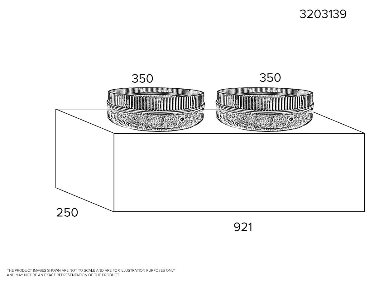 Supply Air Plenum - 250mm x 921mm With 2 x 350mm