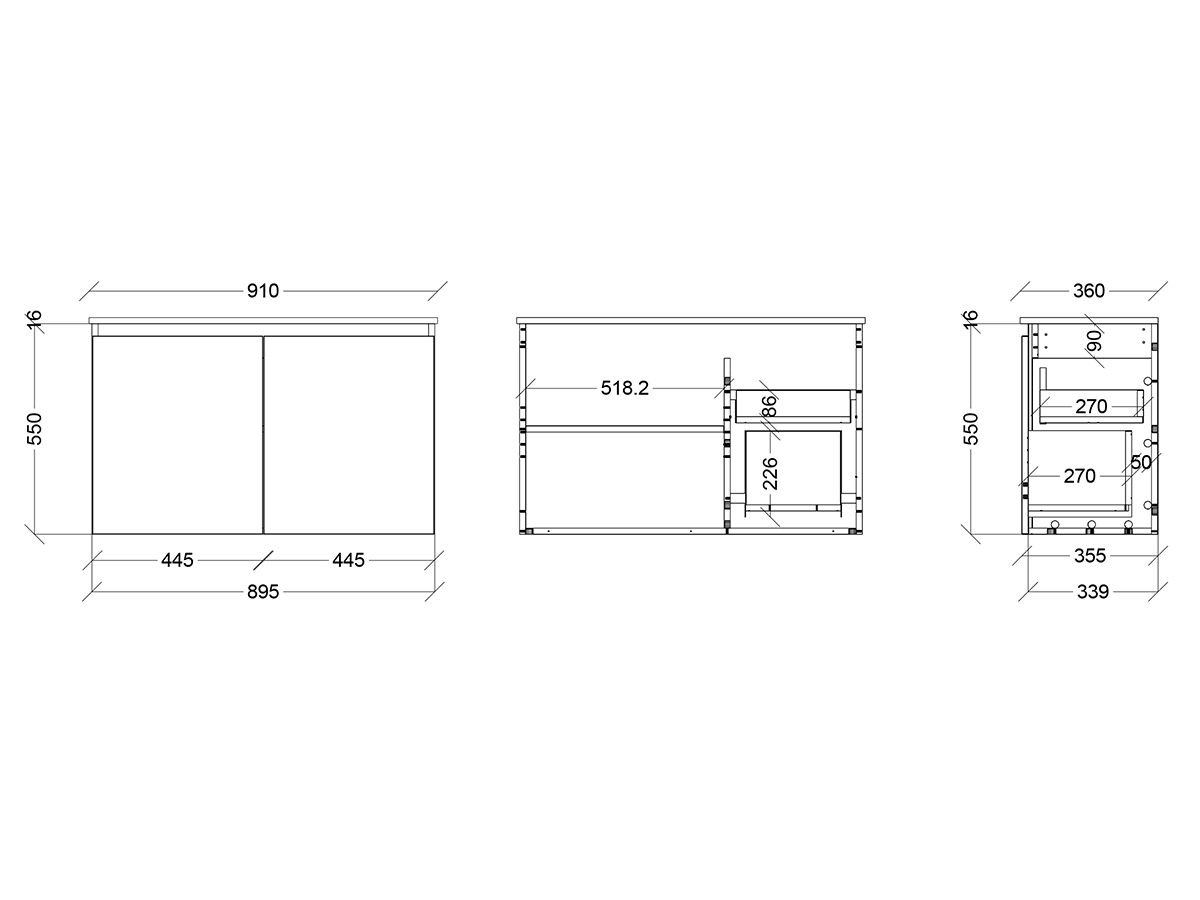Posh Domaine Ensuite 900mm Wall Hung Vanity Unit 1 Door 1 Drawer from Reece