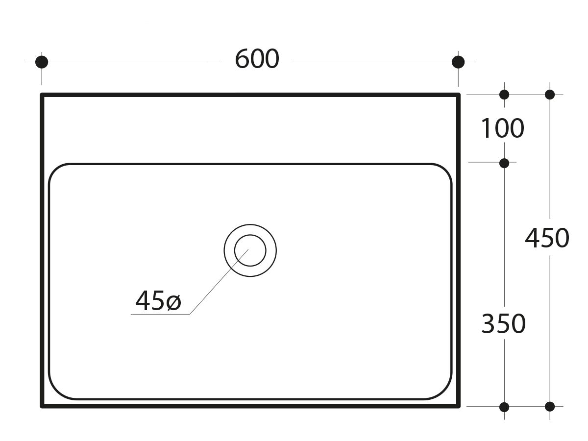 AXA Cento Wall Basin with Fixing No Taphole 600mm White