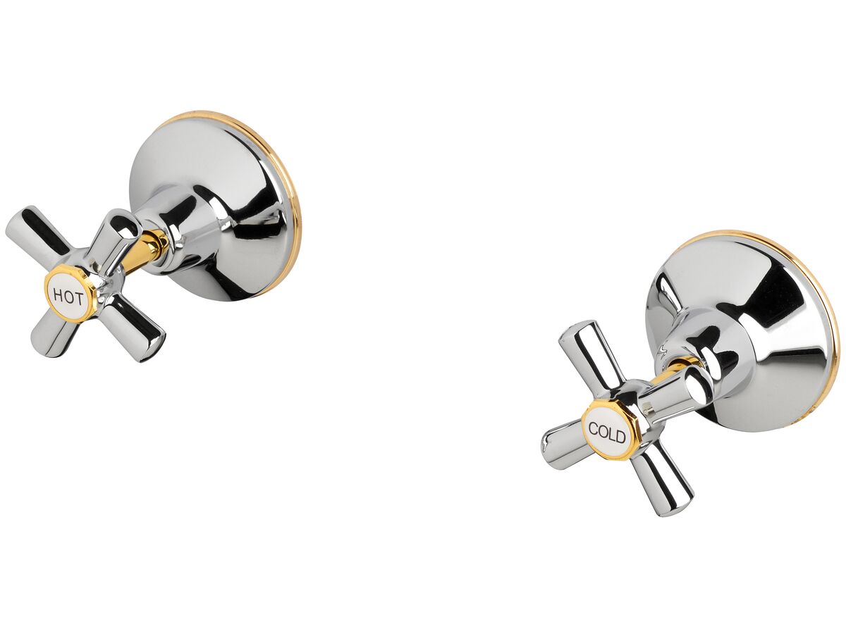 Posh Bristol Wall Top Assembly Taps Chrome / Gold from Reece