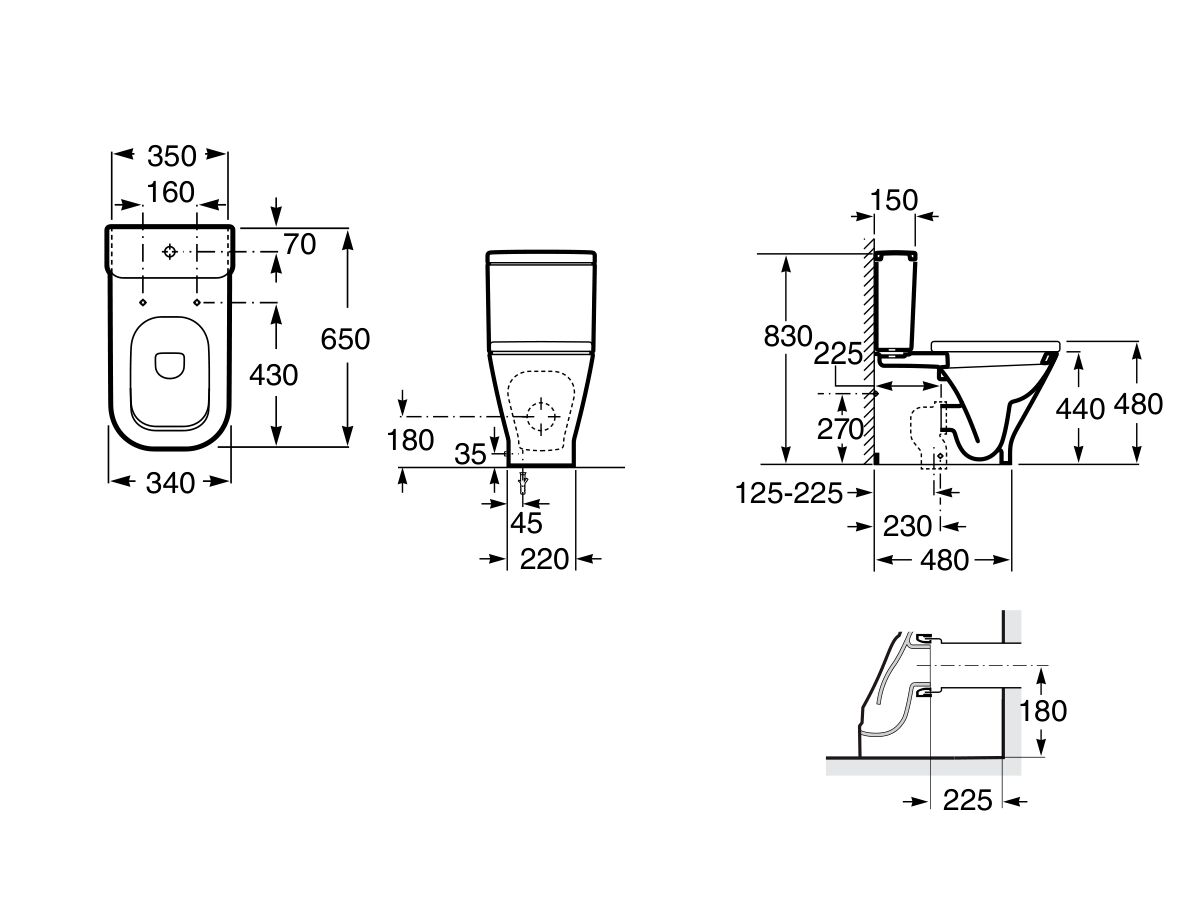 Roca The Gap Close Coupled Back To Wall Bottom Inlet Comfort Height Toilet Suite White (4 Star