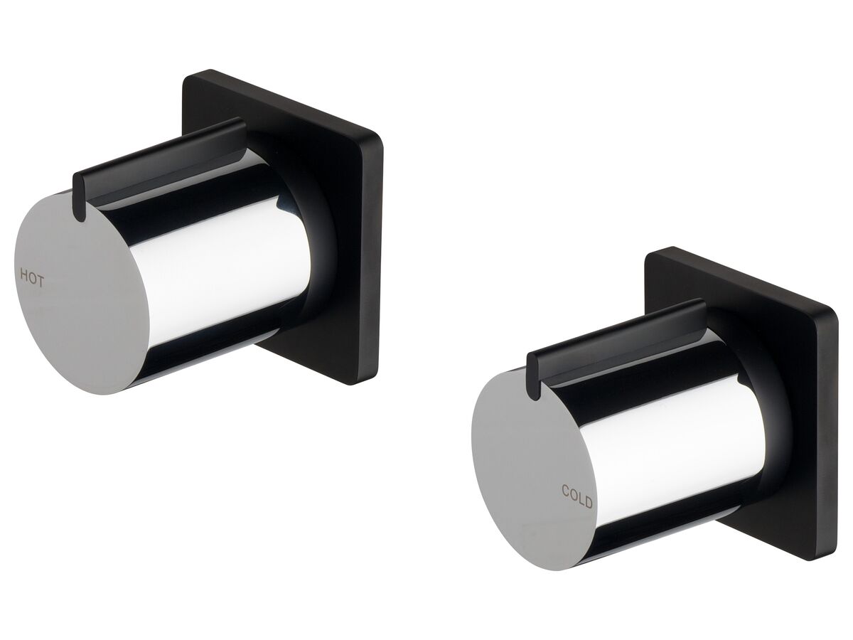 Milli Axon Wall Top Assembly Taps with Black Backplate Chrome / Matte Black