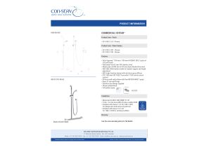 Specification Sheet - Hosfab 700mm x 1100mm With Kit 16 Handheld Shower Chrome (3 Star) Left Hand