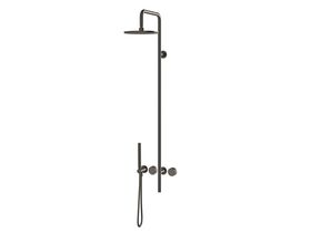 Milli Pure Progressive Shower Mixer Tap Column System with Hand Shower 250mm Right Hand and Cirque Textured Handles Brushed Gunmetal (3 Star)