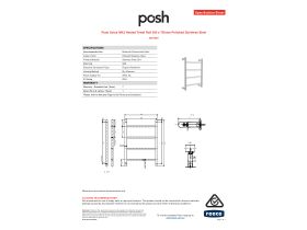 Specification Sheet - Posh Solus MK2 Heated Towel Rail 500 x 700mm Polished Stainless Steel
