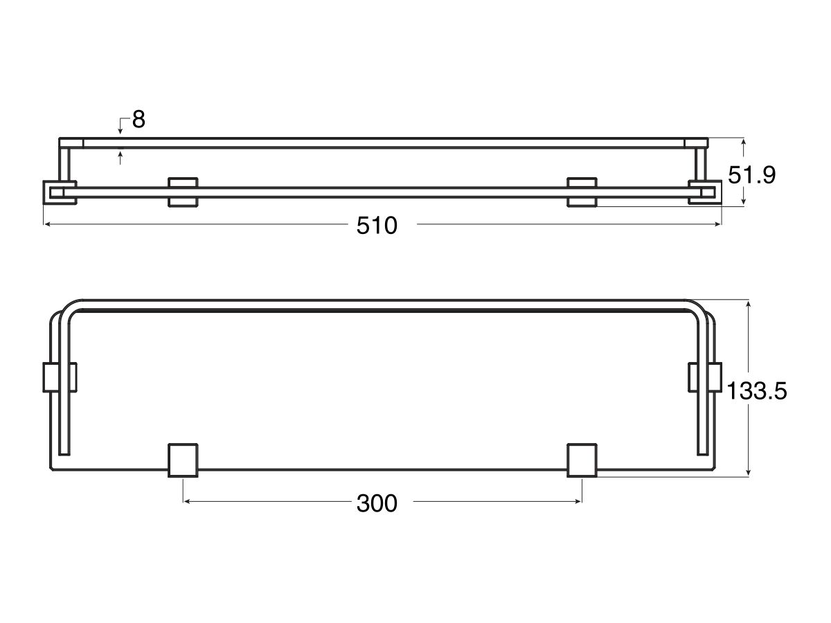 Mizu Bloc MK2 Glass Shelf with Rail