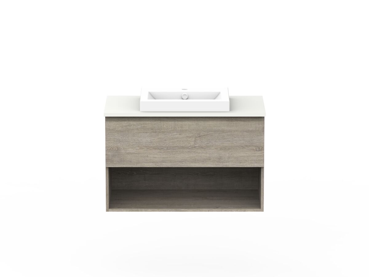 Posh Domaine Shelf All Drawer Wall Hung Vanity Unit