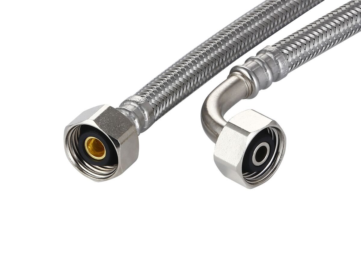 Dura Pex Flex Hose Water with Elbow Stainless Steel Low-Temp Lead Free