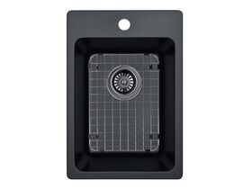 Memo Hugo Compact Sink with Grid 1 Taphole Granite Black