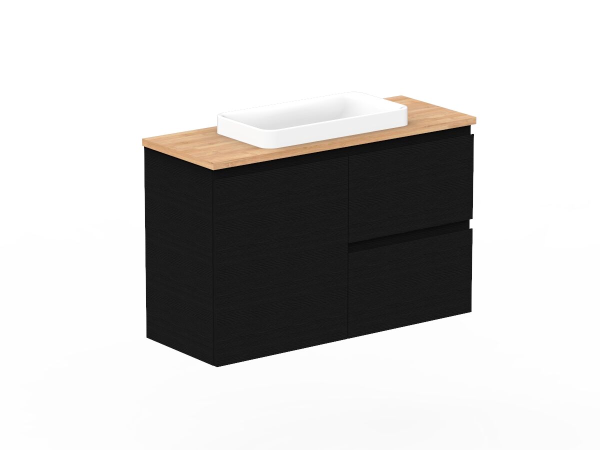 Posh Domaine Plus 900mm Ensuite Wall Hung Vanity Unit Bamboo Top (no basin) from Reece