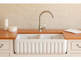 Nicolazzi Adore Swivel Gooseneck Sink Mixer Tap Satin Nickel/Ceramic (4 Star)