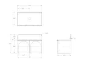 ADP Archie by Alisa & Lysandra Door Vanity Unit Centre Bowl 900 Caesarstone