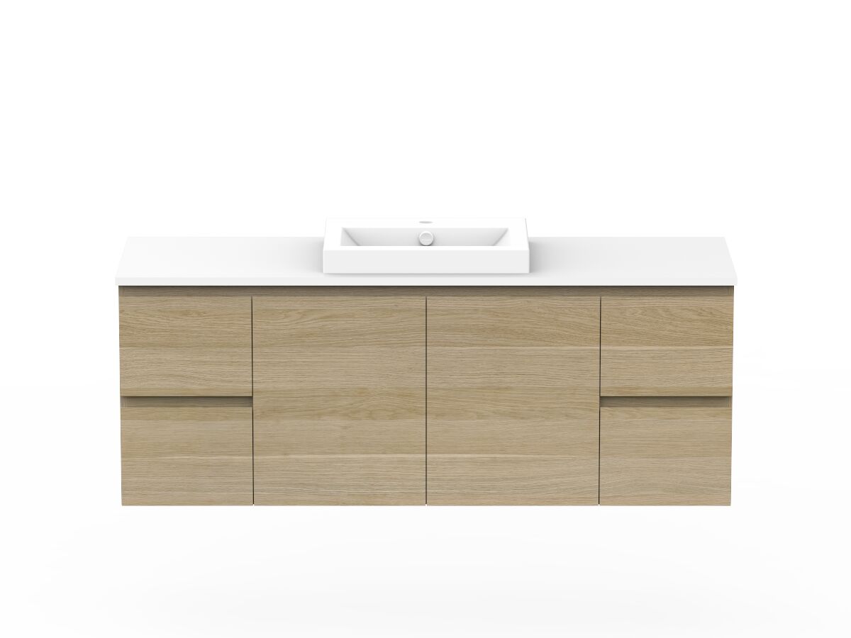 Posh Domaine Plus Conventional 1500 Single Bowl Wall Hung Vanity Unit Caesarstone Top