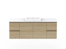 Posh Domaine Plus Conventional 1500 Single Bowl Wall Hung Vanity Unit Caesarstone Top