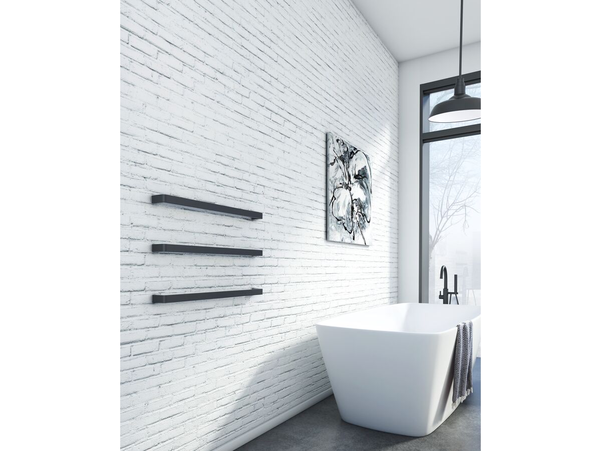 Milli Glance Slimline Heated Towel Rail 650 (Each) Black from Reece