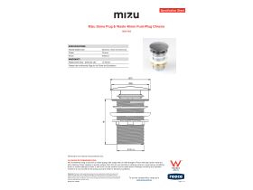 Specification Sheet - Mizu Dome Plug & Waste 40mm Push/Plug Chrome