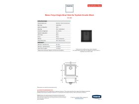 Specification Sheet - Memo Freya Single Bowl Sink No Taphole Granite Black