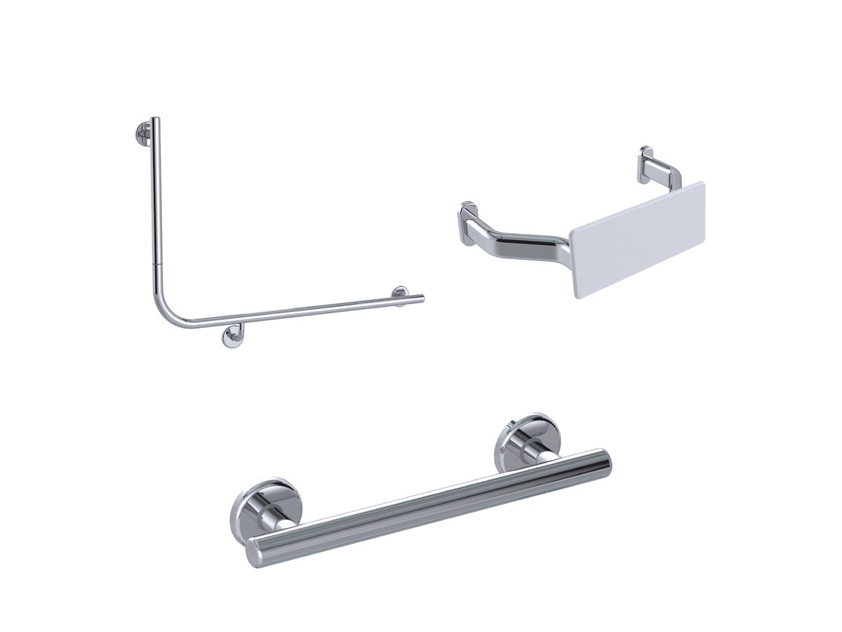 Mizu Drift 90 Degree Accessible WC Kit Right Hand Polished Stainless Steel